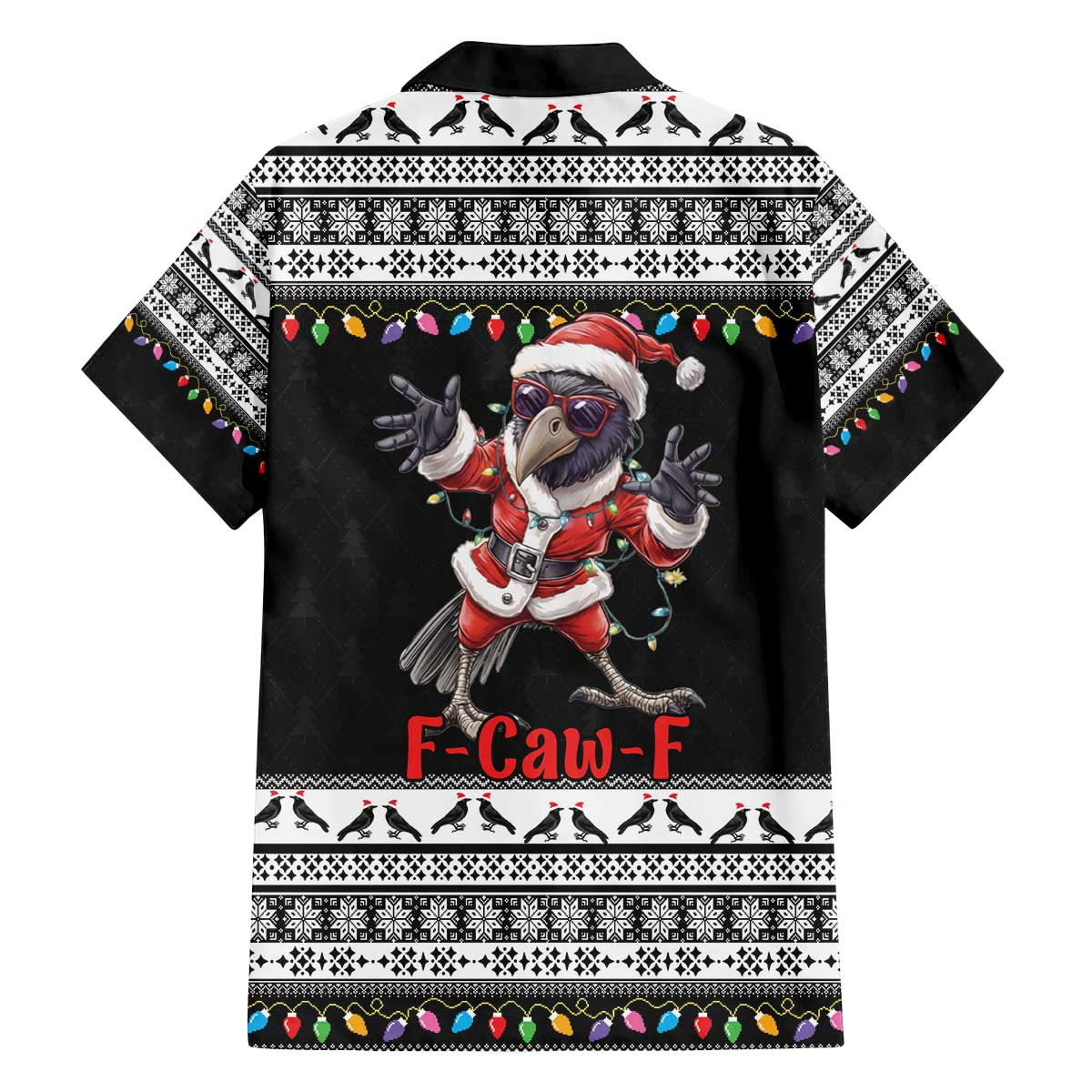 F Caw F Raven Christmas Family Matching Off The Shoulder Long Sleeve Dress and Hawaiian Shirt Funny Santa Crow - Wonder Print Shop
