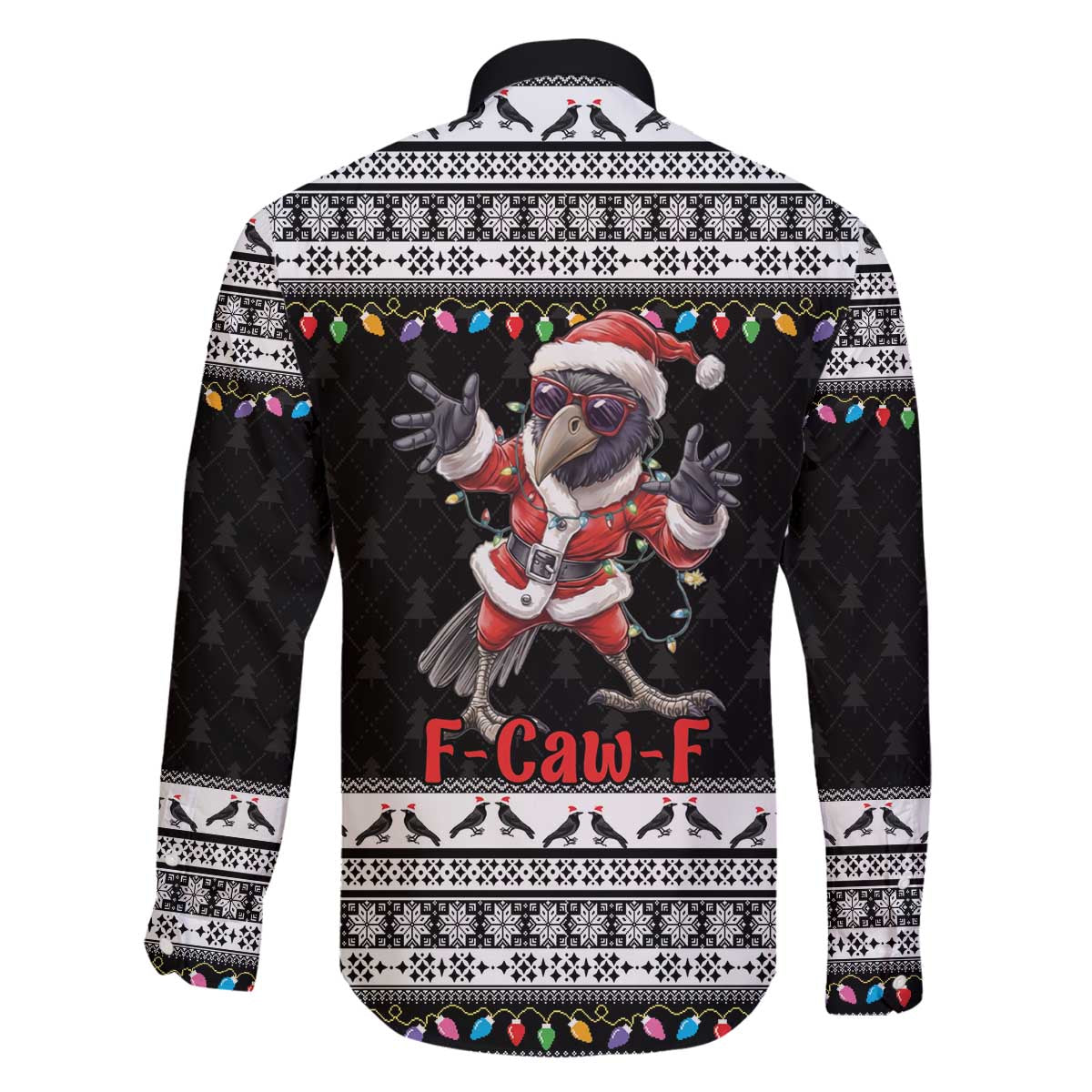 F Caw F Raven Christmas Family Matching Off The Shoulder Long Sleeve Dress and Hawaiian Shirt Funny Santa Crow - Wonder Print Shop