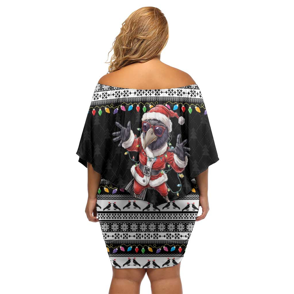F Caw F Raven Christmas Family Matching Off Shoulder Short Dress and Hawaiian Shirt Funny Santa Crow - Wonder Print Shop