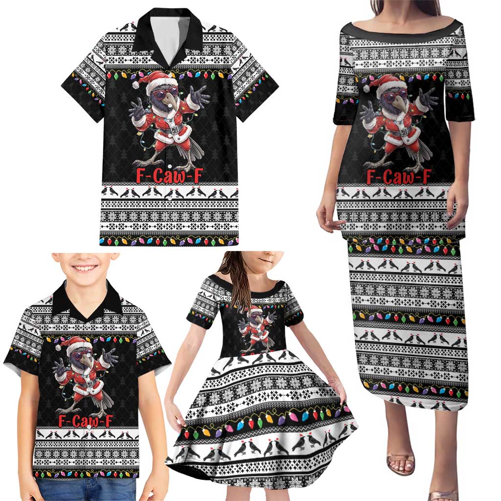 F Caw F Raven Christmas Family Matching Puletasi and Hawaiian Shirt Funny Santa Crow - Wonder Print Shop