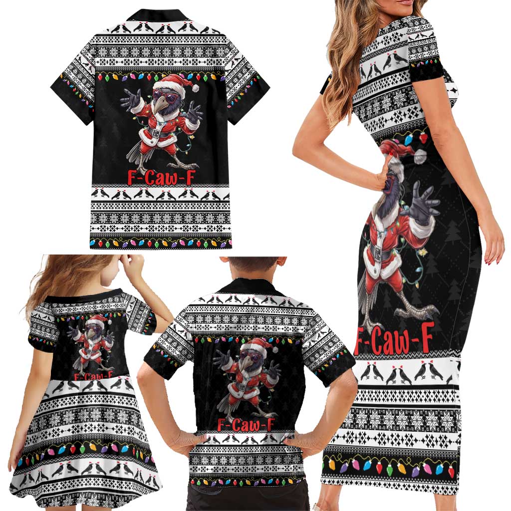 F Caw F Raven Christmas Family Matching Short Sleeve Bodycon Dress and Hawaiian Shirt Funny Santa Crow - Wonder Print Shop