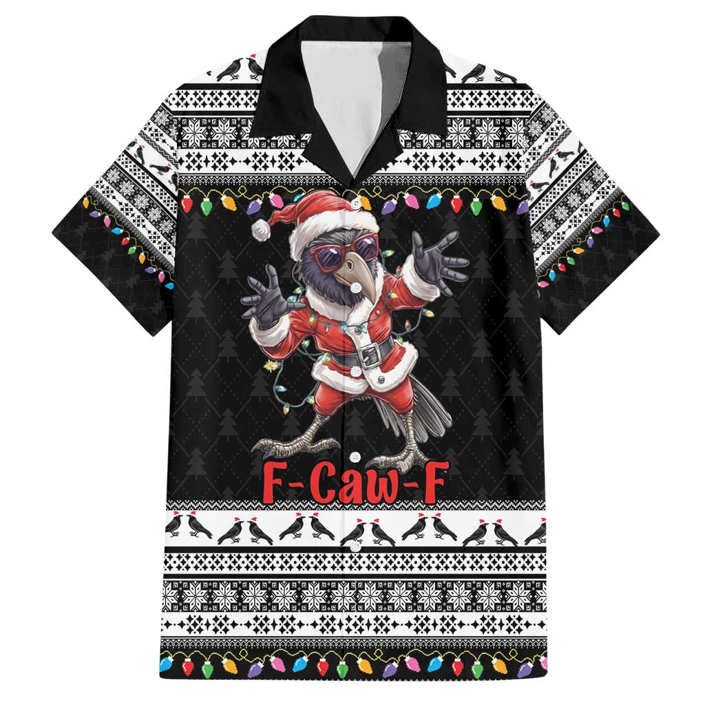 F Caw F Raven Christmas Family Matching Short Sleeve Bodycon Dress and Hawaiian Shirt Funny Santa Crow - Wonder Print Shop