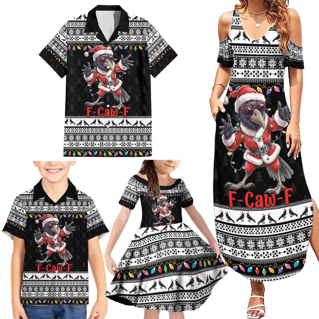 F Caw F Raven Christmas Family Matching Summer Maxi Dress and Hawaiian Shirt Funny Santa Crow - Wonder Print Shop