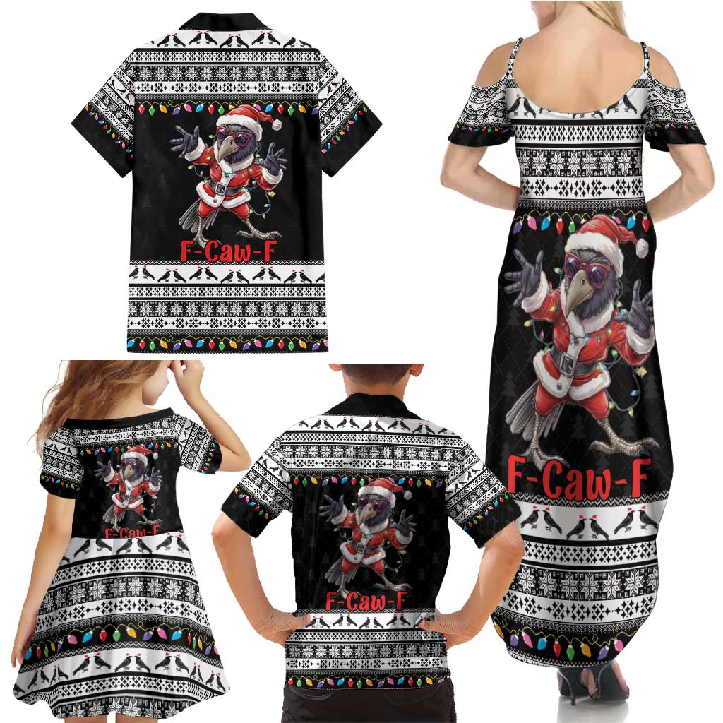F Caw F Raven Christmas Family Matching Summer Maxi Dress and Hawaiian Shirt Funny Santa Crow - Wonder Print Shop