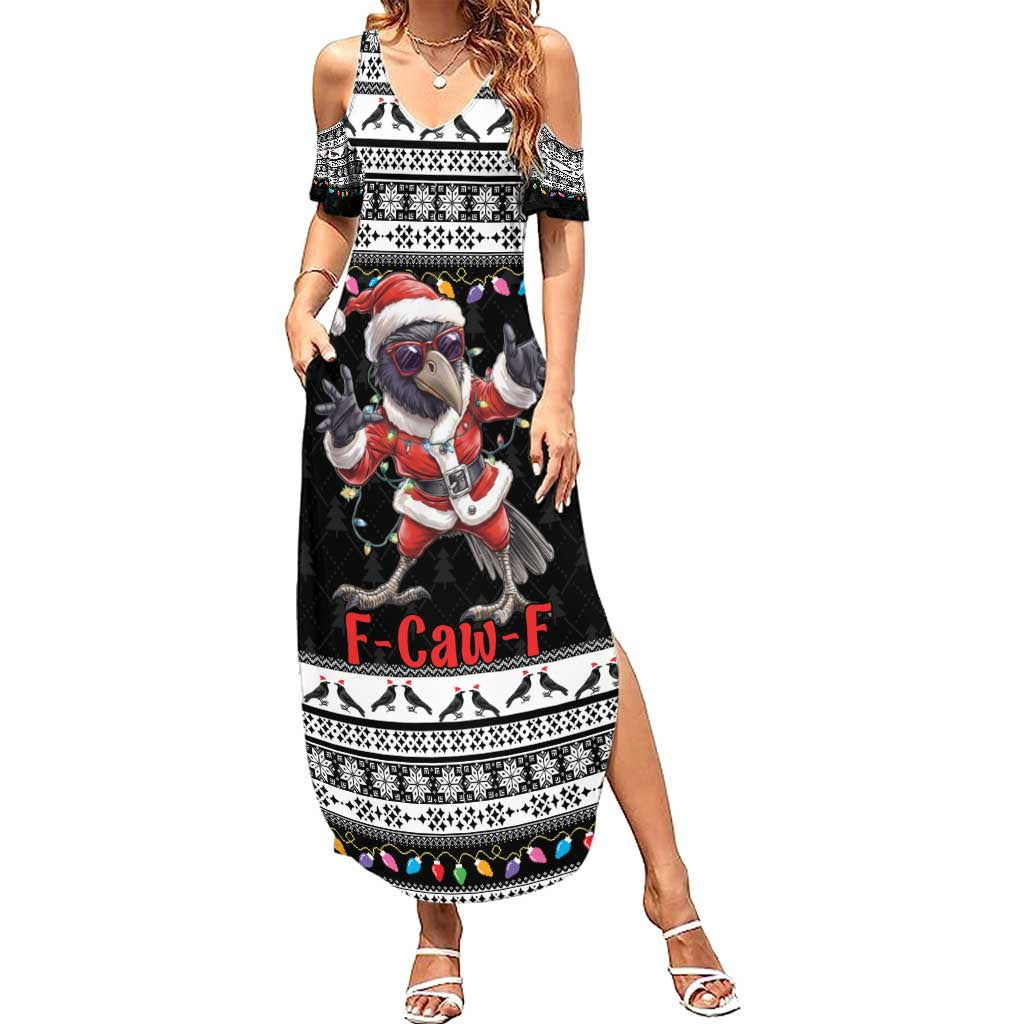 F Caw F Raven Christmas Family Matching Summer Maxi Dress and Hawaiian Shirt Funny Santa Crow - Wonder Print Shop