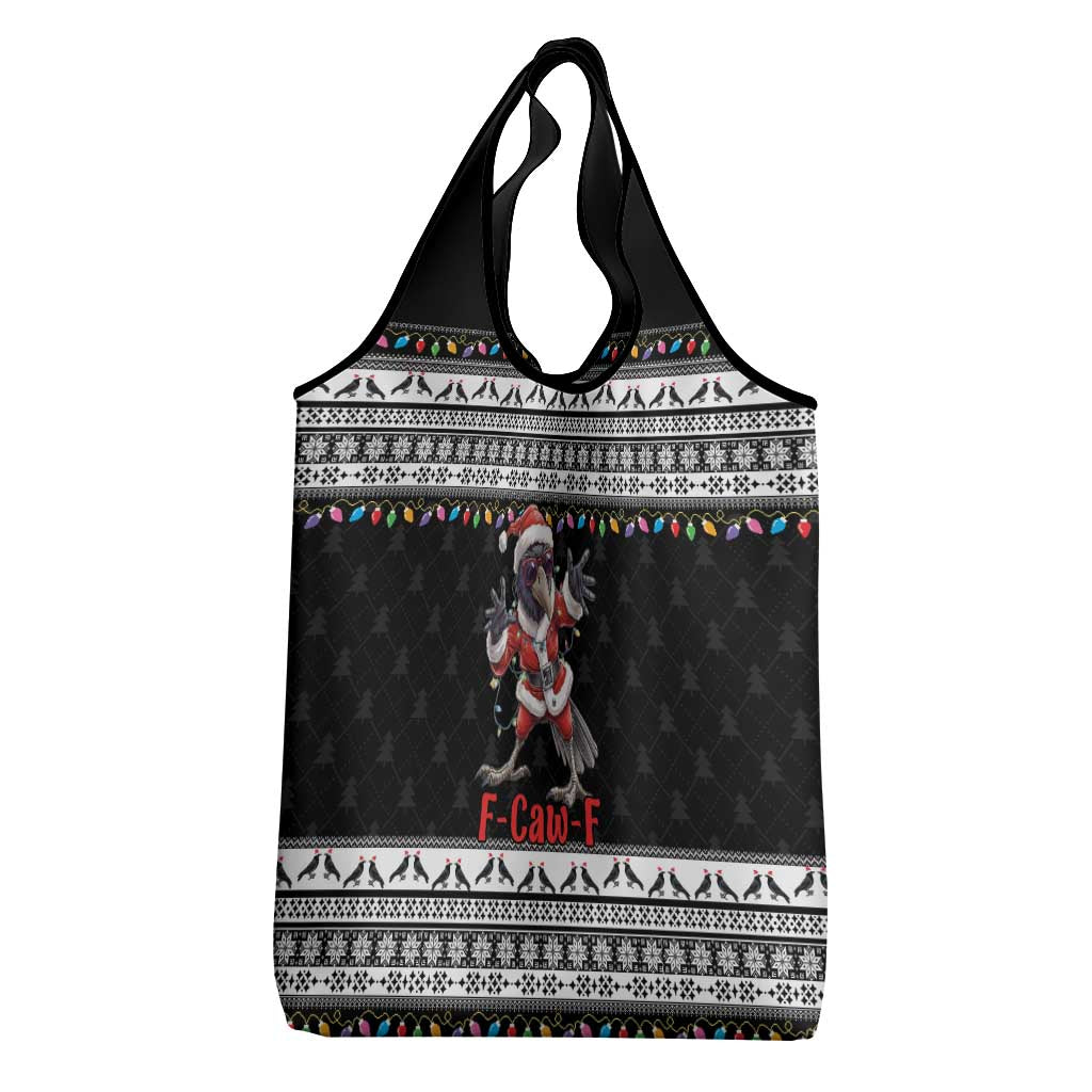 F Caw F Raven Christmas Grocery Bag Funny Santa Crow - Wonder Print Shop