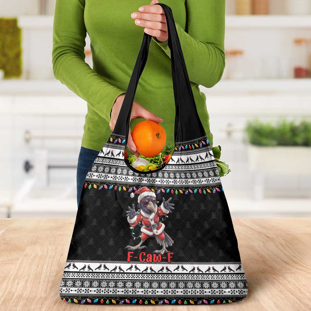 F Caw F Raven Christmas Grocery Bag Funny Santa Crow - Wonder Print Shop