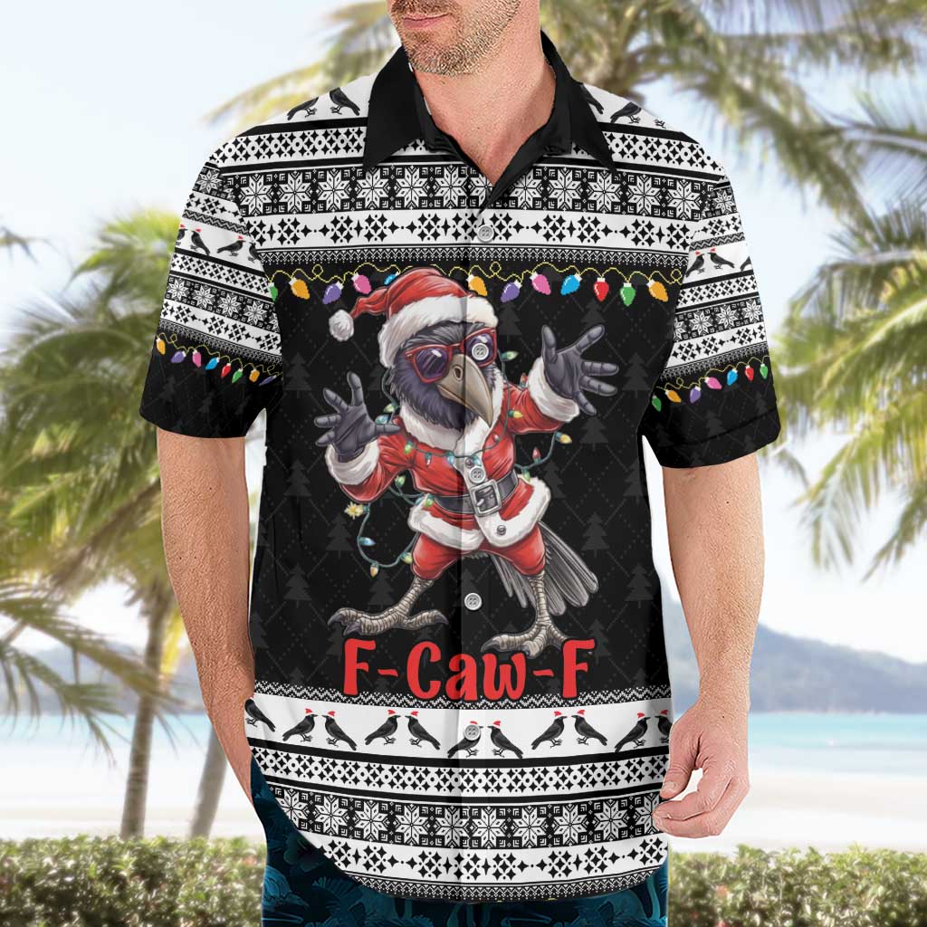 F Caw F Raven Christmas Hawaiian Shirt Funny Santa Crow - Wonder Print Shop