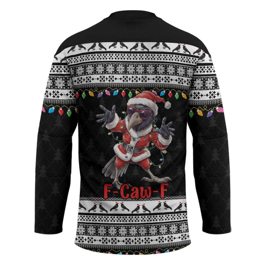 F Caw F Raven Christmas Hockey Jersey Funny Santa Crow - Wonder Print Shop