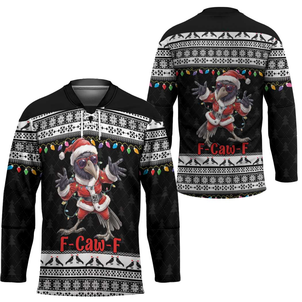 F Caw F Raven Christmas Hockey Jersey Funny Santa Crow - Wonder Print Shop