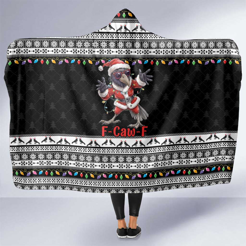F Caw F Raven Christmas Hooded Blanket Funny Santa Crow - Wonder Print Shop