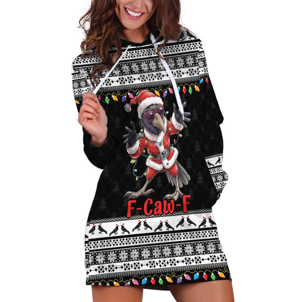 F Caw F Raven Christmas Hoodie Dress Funny Santa Crow - Wonder Print Shop