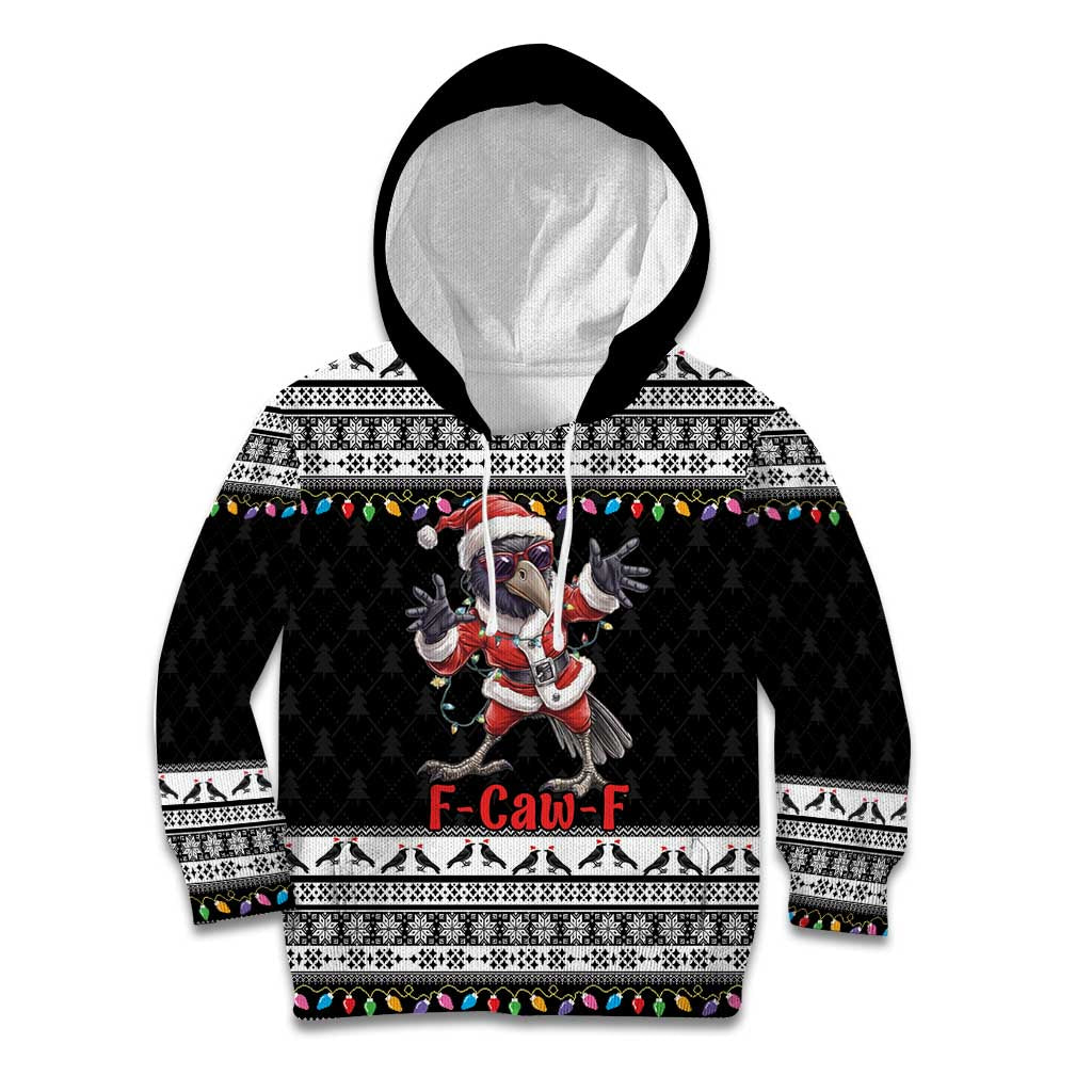 F Caw F Raven Christmas Kid Hoodie Funny Santa Crow - Wonder Print Shop