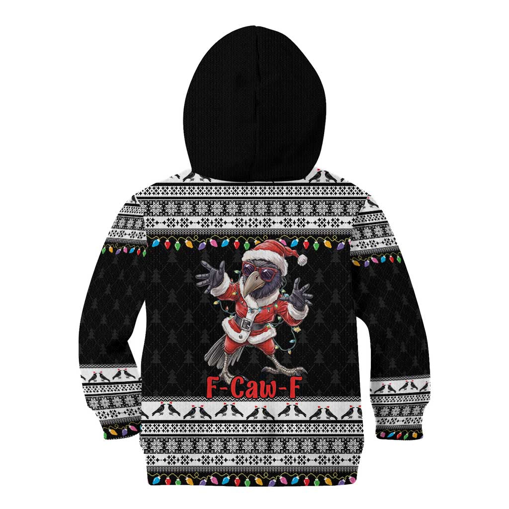 F Caw F Raven Christmas Kid Hoodie Funny Santa Crow - Wonder Print Shop