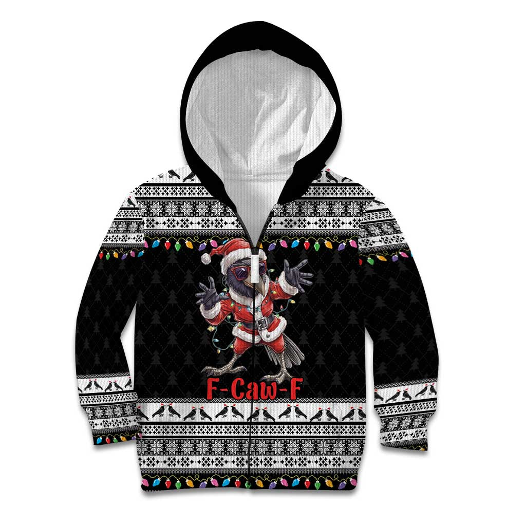 F Caw F Raven Christmas Kid Hoodie Funny Santa Crow - Wonder Print Shop