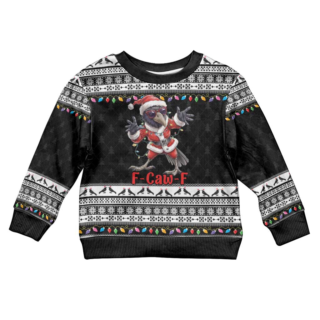 F Caw F Raven Christmas Kid Ugly Christmas Sweater Funny Santa Crow - Wonder Print Shop