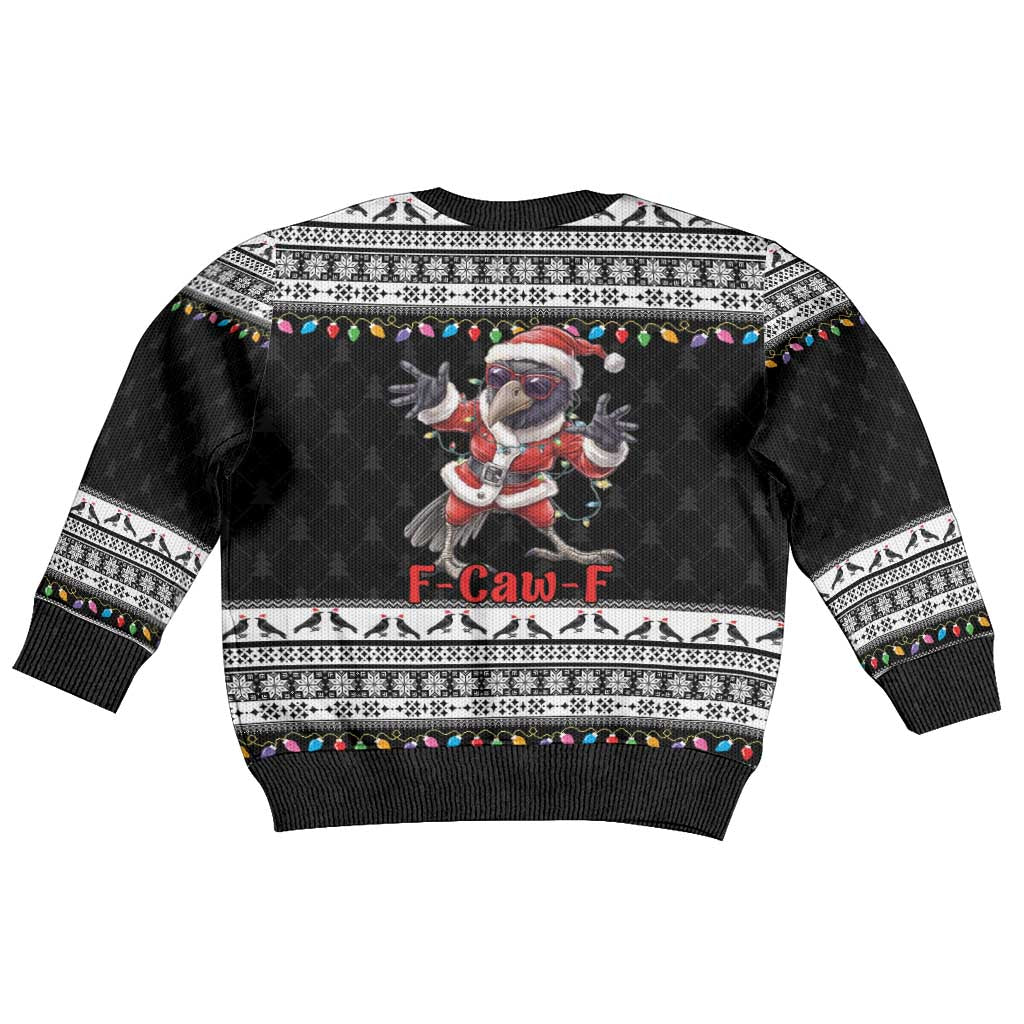 F Caw F Raven Christmas Kid Ugly Christmas Sweater Funny Santa Crow - Wonder Print Shop