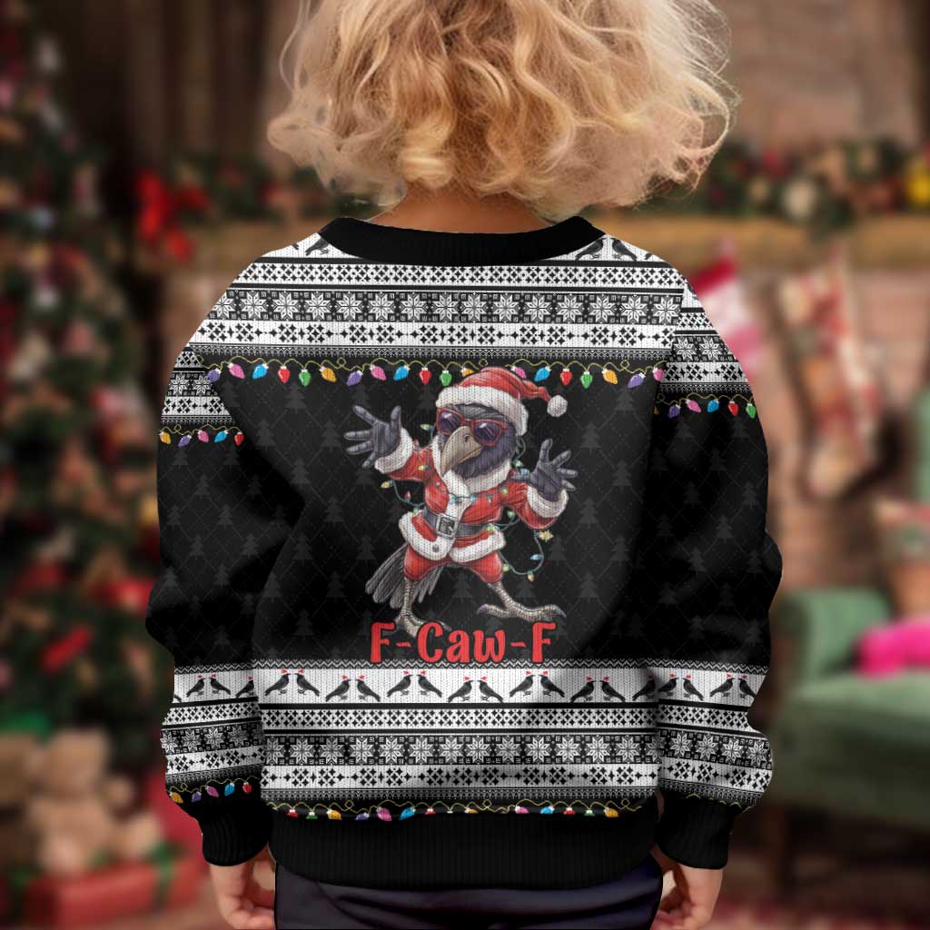 F Caw F Raven Christmas Kid Ugly Christmas Sweater Funny Santa Crow - Wonder Print Shop