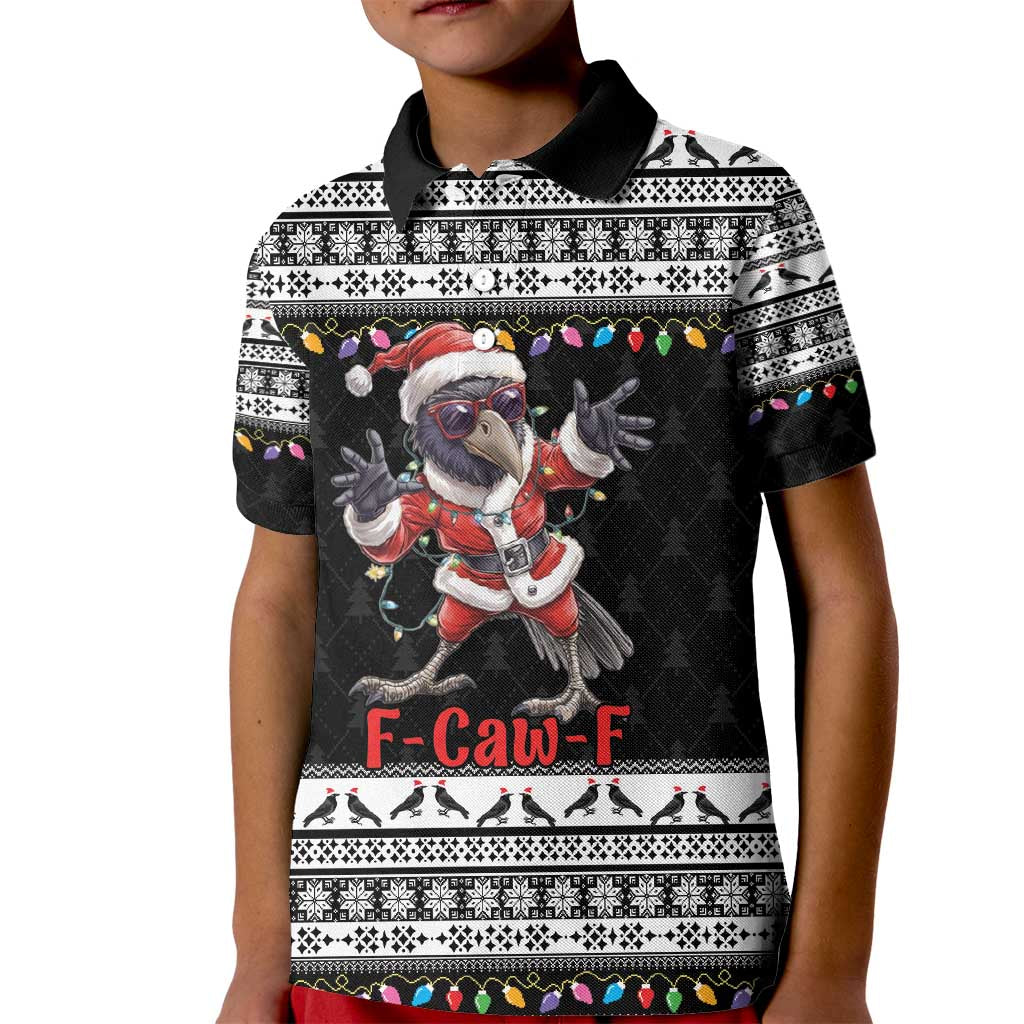 F Caw F Raven Christmas Kid Polo Shirt Funny Santa Crow - Wonder Print Shop