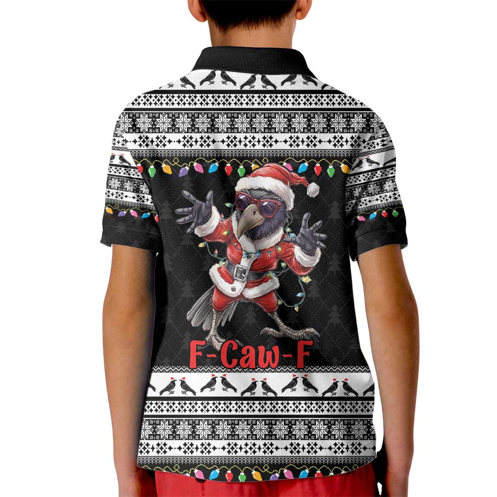 F Caw F Raven Christmas Kid Polo Shirt Funny Santa Crow - Wonder Print Shop
