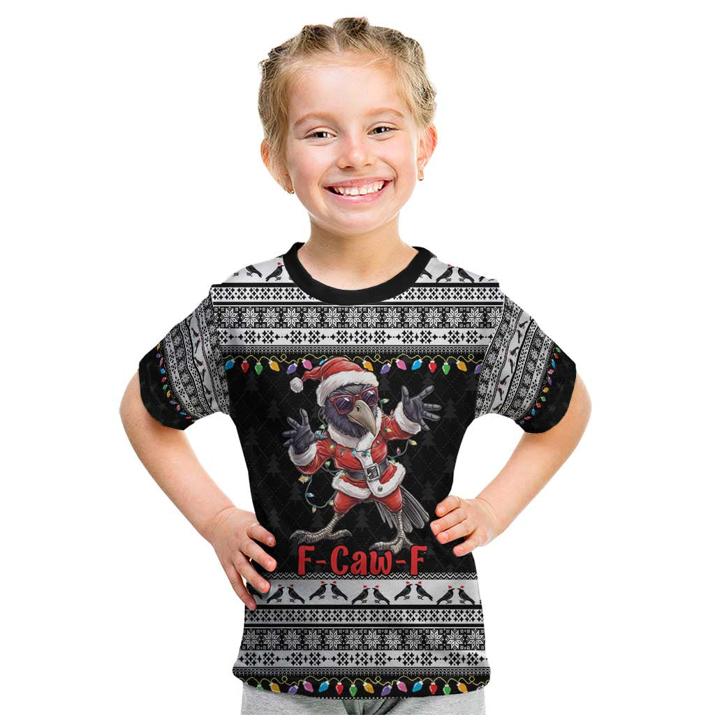 F Caw F Raven Christmas Kid T Shirt Funny Santa Crow - Wonder Print Shop