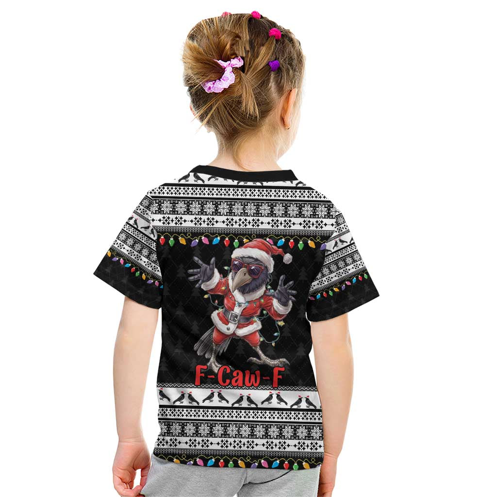 F Caw F Raven Christmas Kid T Shirt Funny Santa Crow - Wonder Print Shop