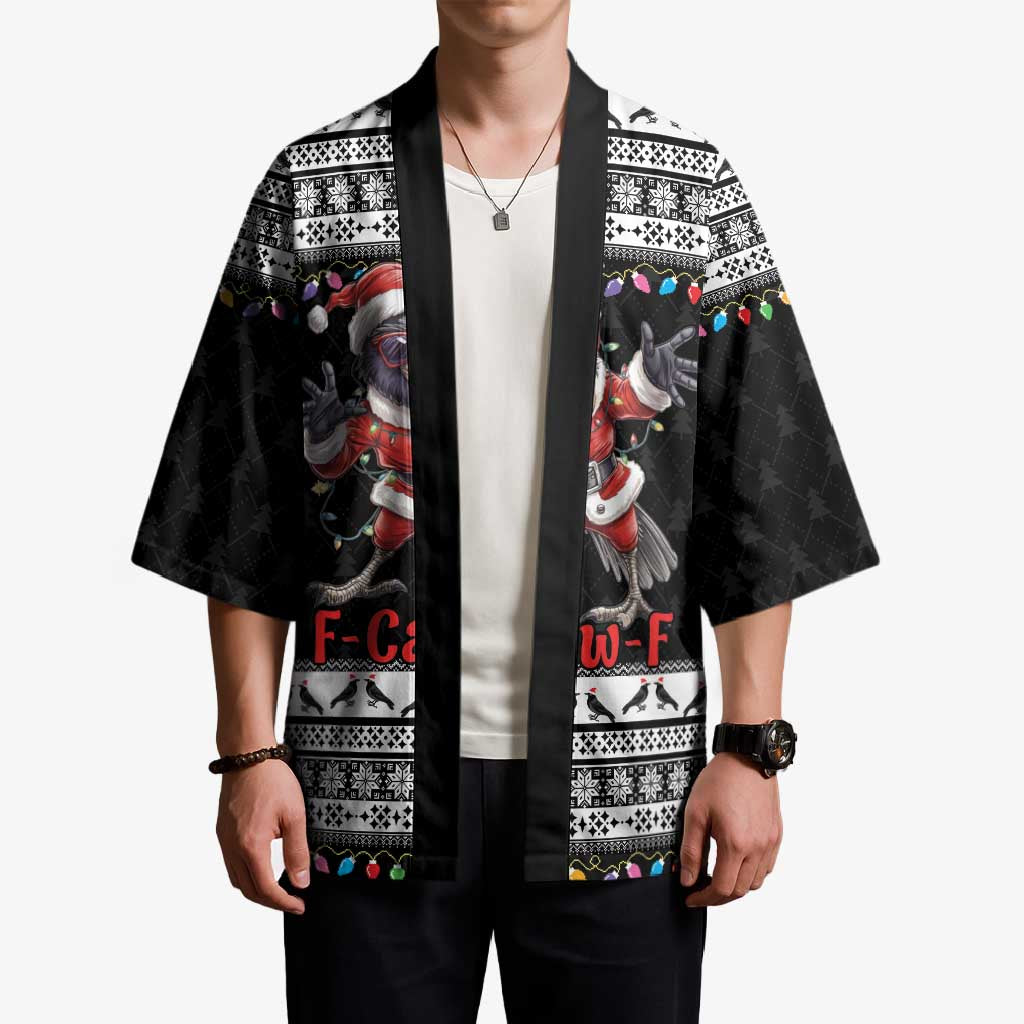 F Caw F Raven Christmas Kimono Funny Santa Crow - Wonder Print Shop