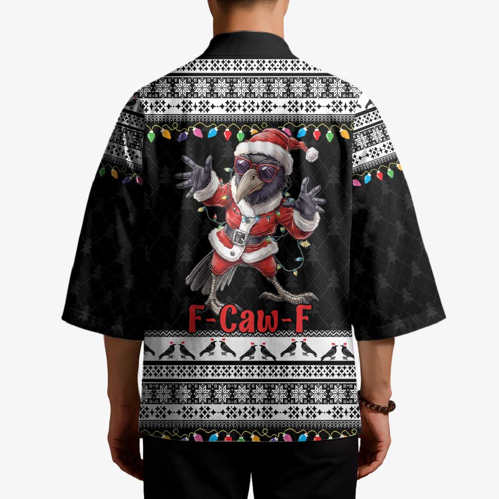 F Caw F Raven Christmas Kimono Funny Santa Crow - Wonder Print Shop