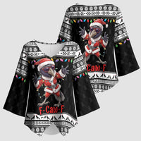 F Caw F Raven Christmas Kimono Sleeve Blouse Funny Santa Crow - Wonder Print Shop