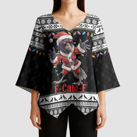 F Caw F Raven Christmas Kimono Sleeve Blouse Funny Santa Crow - Wonder Print Shop