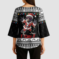 F Caw F Raven Christmas Kimono Sleeve Blouse Funny Santa Crow - Wonder Print Shop