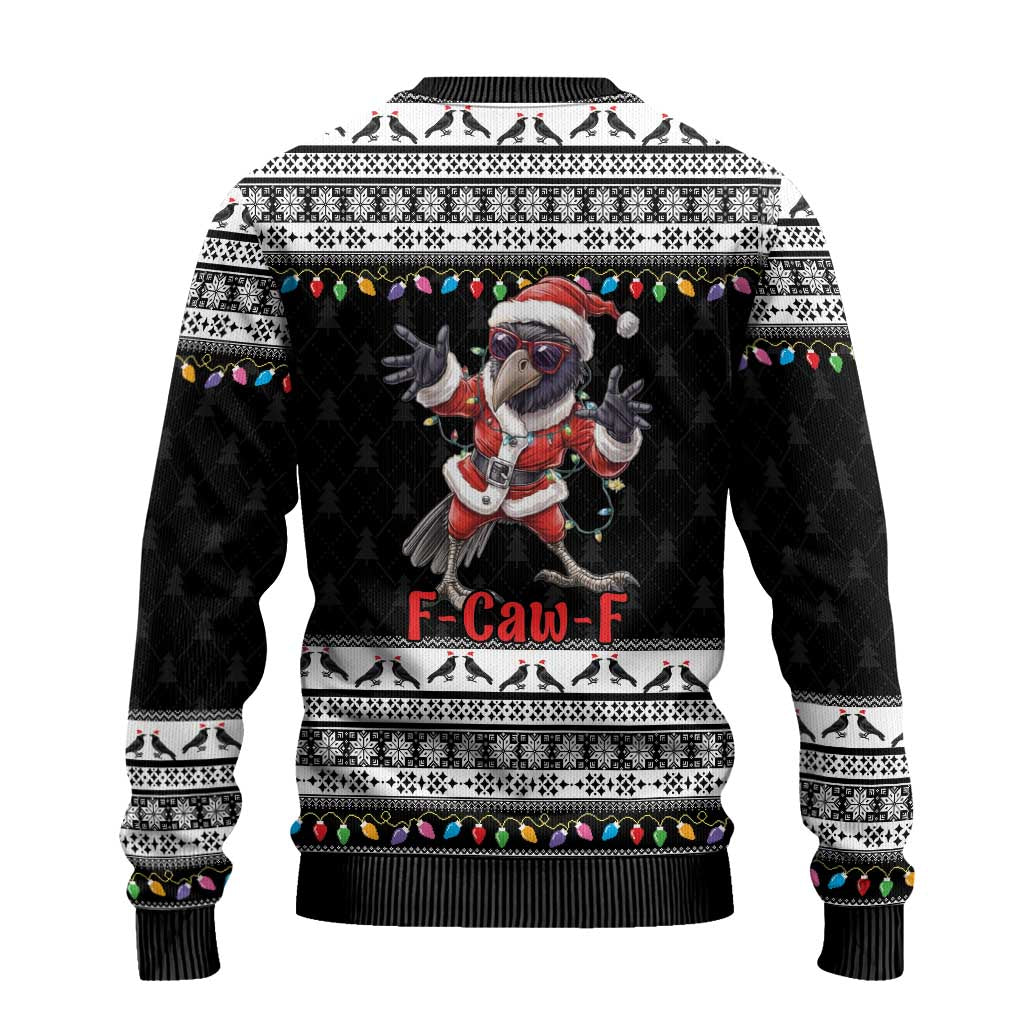 F Caw F Raven Christmas Ugly Christmas Sweater Funny Santa Crow - Wonder Print Shop