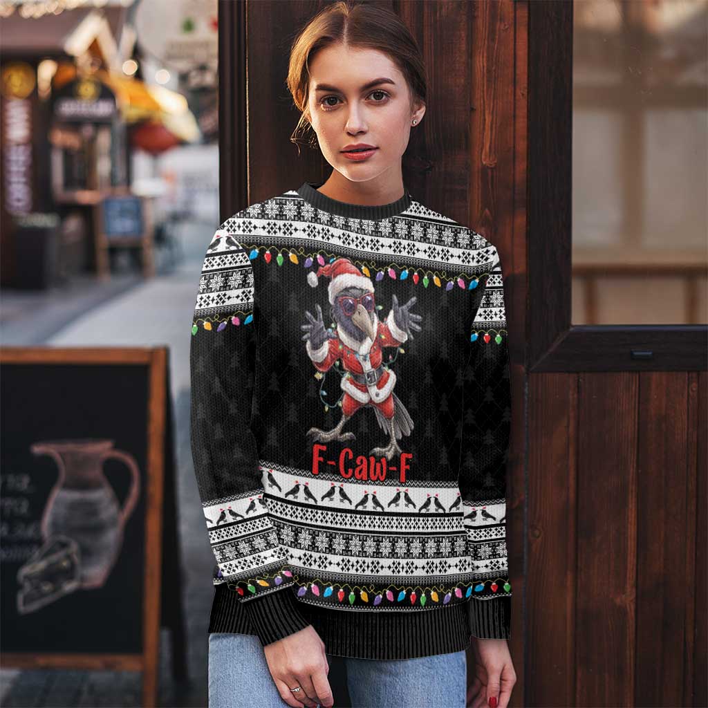 F Caw F Raven Christmas Ugly Christmas Sweater Funny Santa Crow - Wonder Print Shop