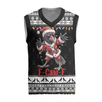 F Caw F Raven Christmas Knitted V-Neck Vest Funny Santa Crow - Wonder Print Shop