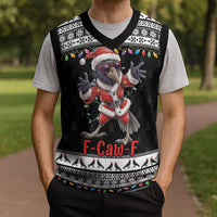F Caw F Raven Christmas Knitted V-Neck Vest Funny Santa Crow - Wonder Print Shop