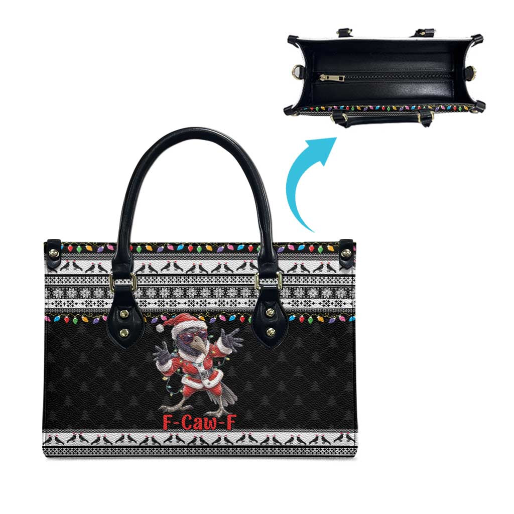 F Caw F Raven Christmas Leather Bag Funny Santa Crow - Wonder Print Shop