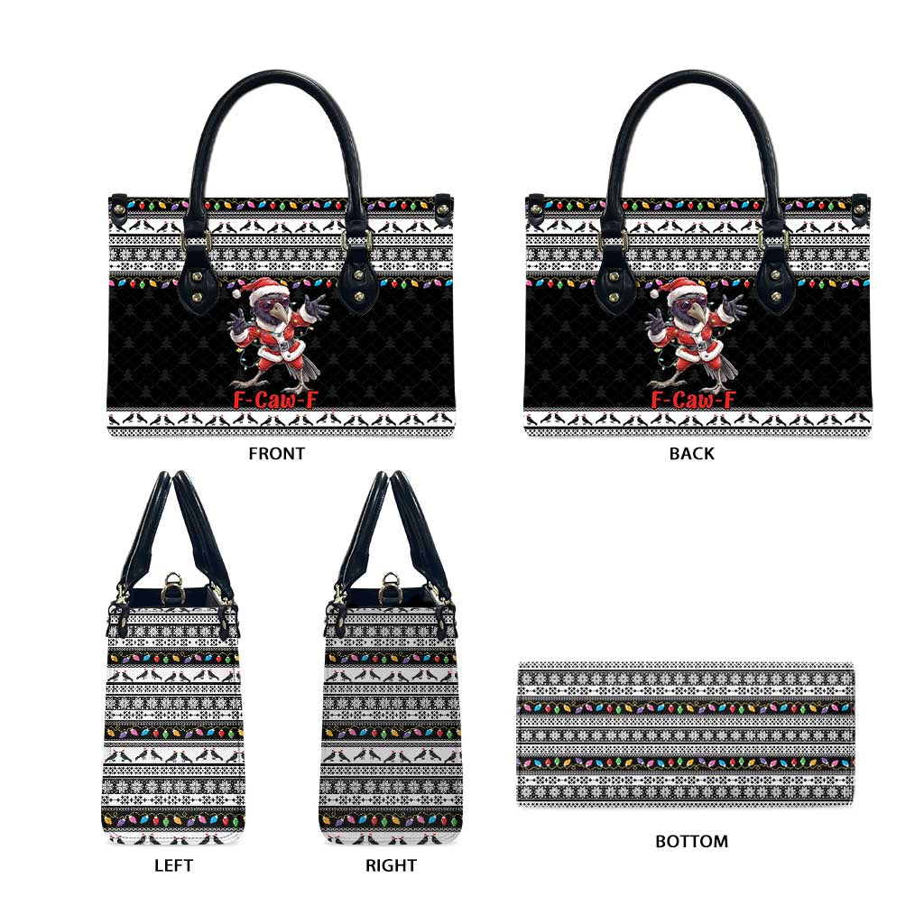 F Caw F Raven Christmas Leather Bag Funny Santa Crow - Wonder Print Shop