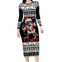 F Caw F Raven Christmas Long Sleeve Bodycon Dress Funny Santa Crow - Wonder Print Shop