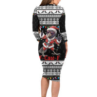 F Caw F Raven Christmas Long Sleeve Bodycon Dress Funny Santa Crow - Wonder Print Shop