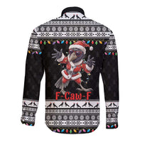 F Caw F Raven Christmas Long Sleeve Button Shirt Funny Santa Crow - Wonder Print Shop