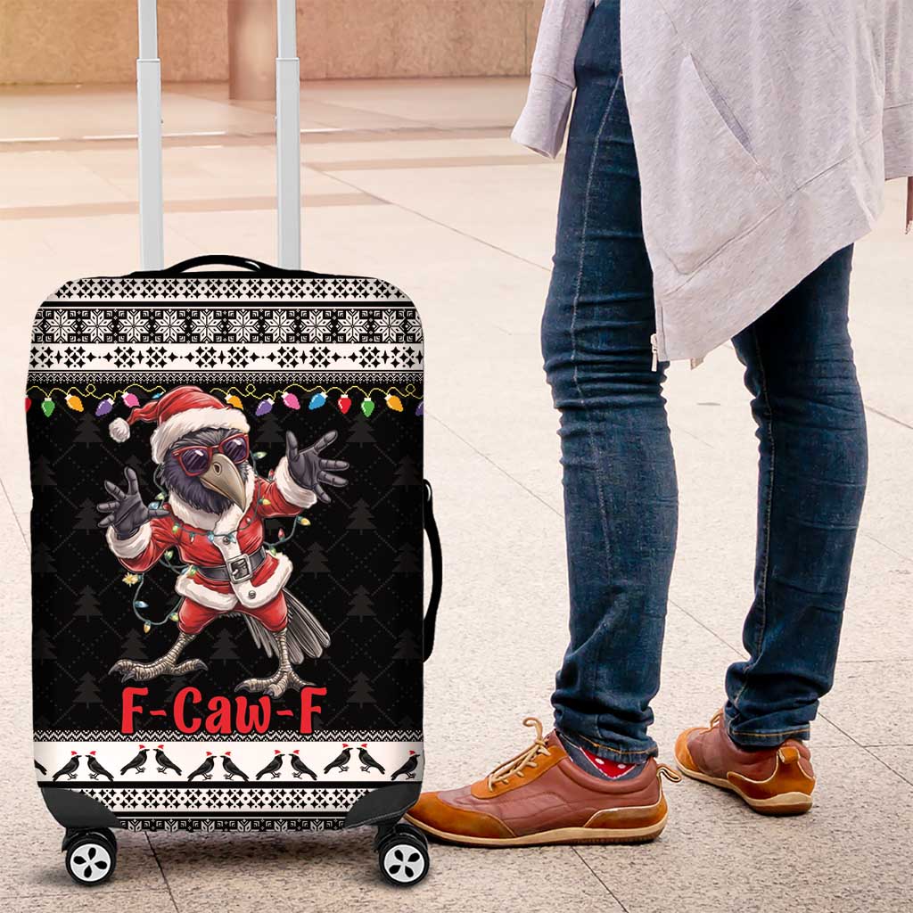 F Caw F Raven Christmas Luggage Cover Funny Santa Crow - Wonder Print Shop