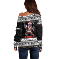 F Caw F Raven Christmas Off Shoulder Sweater Funny Santa Crow - Wonder Print Shop