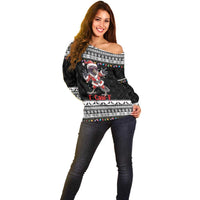 F Caw F Raven Christmas Off Shoulder Sweater Funny Santa Crow - Wonder Print Shop