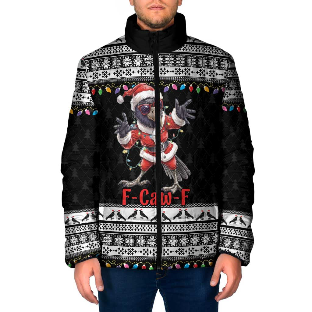 F Caw F Raven Christmas Padded Jacket Funny Santa Crow - Wonder Print Shop