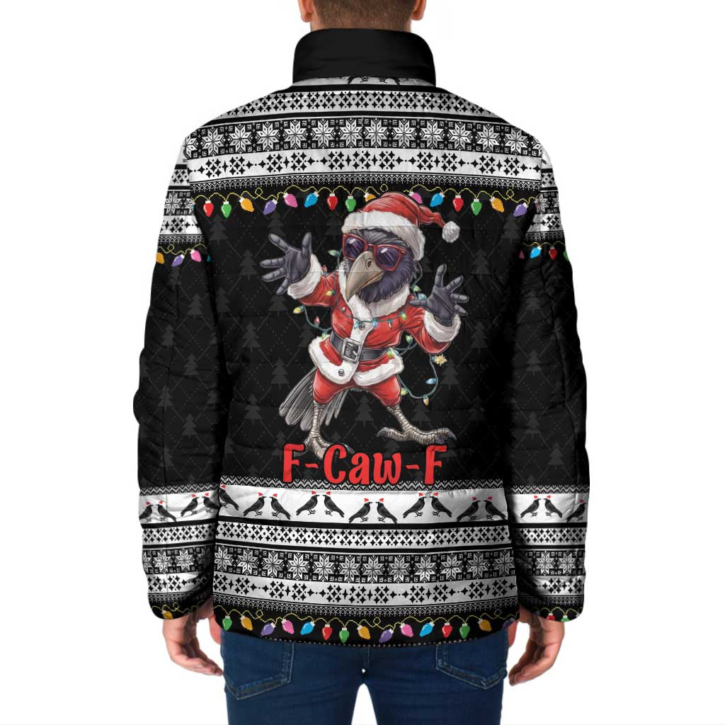 F Caw F Raven Christmas Padded Jacket Funny Santa Crow - Wonder Print Shop