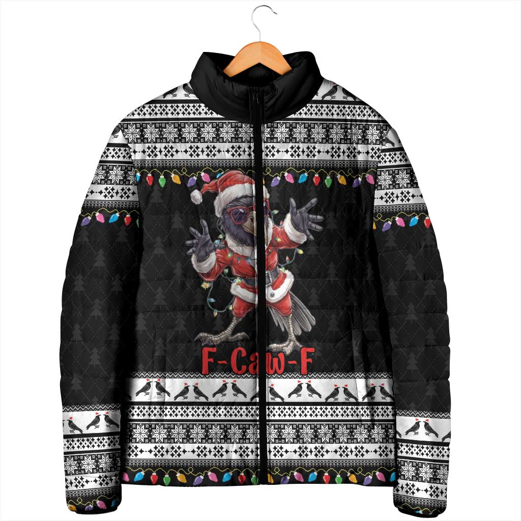 F Caw F Raven Christmas Padded Jacket Funny Santa Crow - Wonder Print Shop