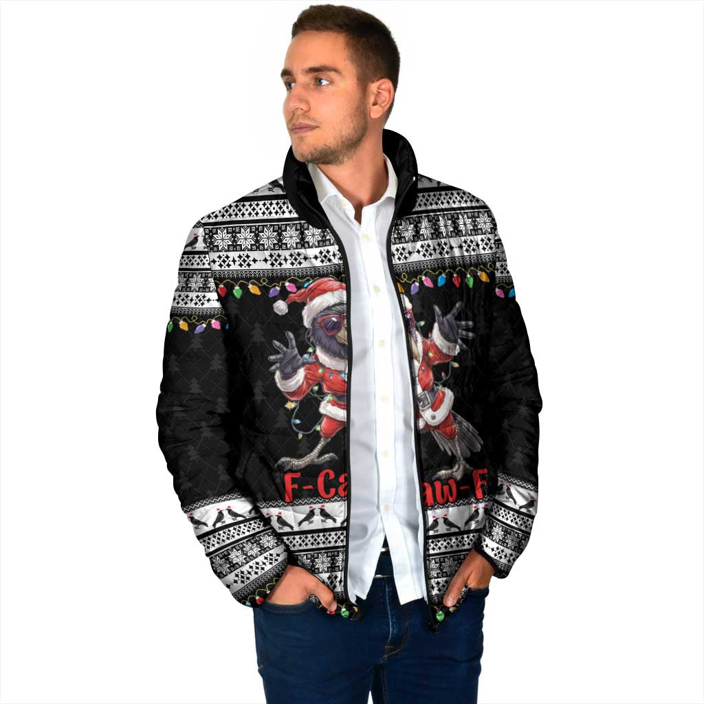 F Caw F Raven Christmas Padded Jacket Funny Santa Crow - Wonder Print Shop
