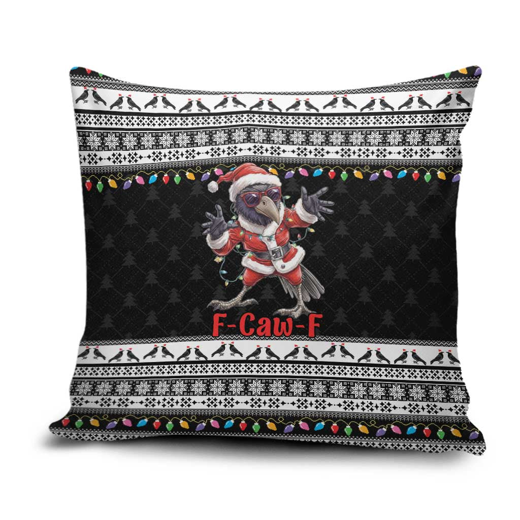 F Caw F Raven Christmas Pillow Cover Funny Santa Crow - Wonder Print Shop