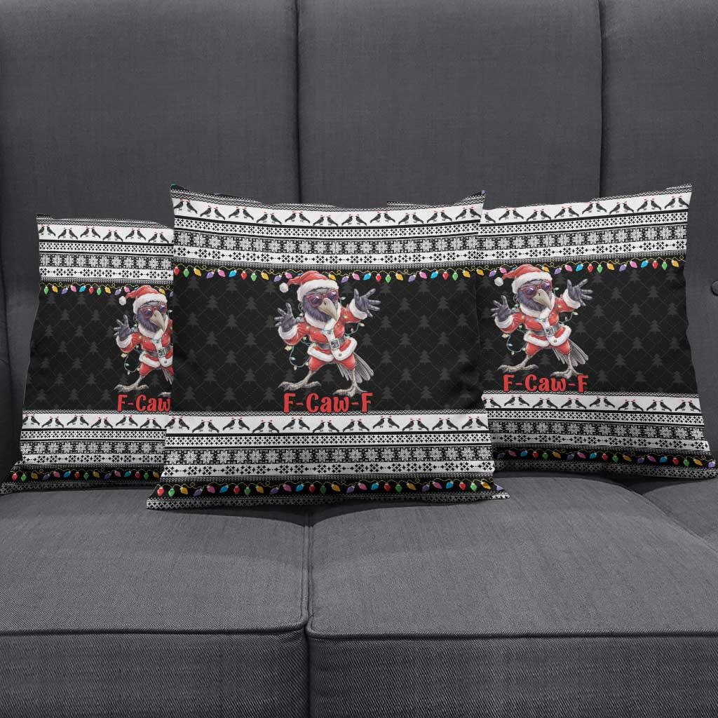 F Caw F Raven Christmas Pillow Cover Funny Santa Crow - Wonder Print Shop