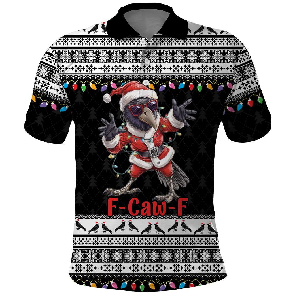 F Caw F Raven Christmas Polo Shirt Funny Santa Crow - Wonder Print Shop
